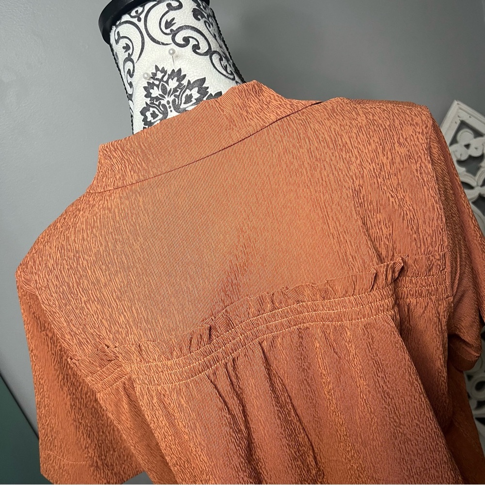 Athleta Echo Button Down Top Size Small Medium Large NWT Copper Orange - Picture 7 of 15